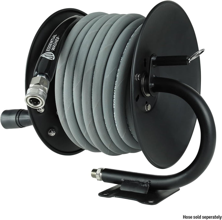 ESSENTIAL WASHER Pressure Washer Hose Reel 50 FT Kit | 4000 PSI Power Washer Hose Reel | Made For 3/8" Hose | Comes With Additional Accessories | (Assembly Required)