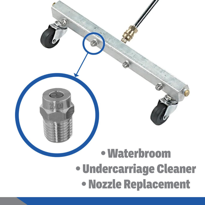 Pressure Washer Stainless Steel ¼” Male NPT 25 Degree 2.0 Orifice Surface Cleaner Tips
