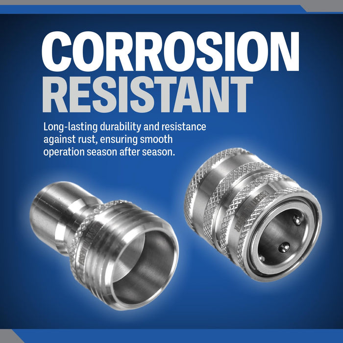 Garden Hose ¾” Stainless Steel Quick Connect Fittings Plug & Coupler Set