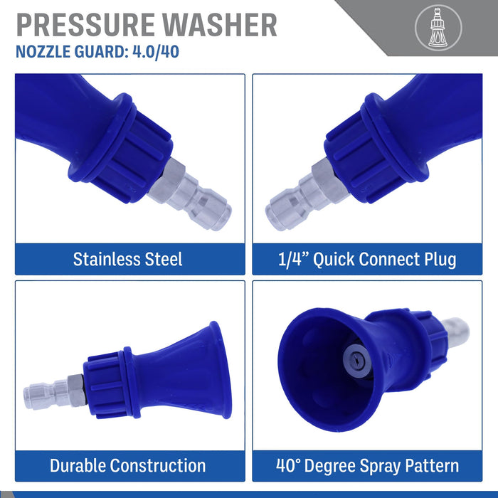 Pressure Washer 1/4" Stainless Steel Quick Connect Nozzle Guard With 40° Angle
