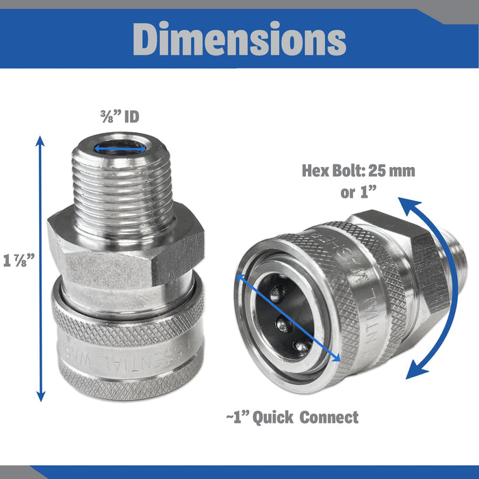 Pressure Washer Stainless Steel ⅜” Quick Connect Male NPT Fittings