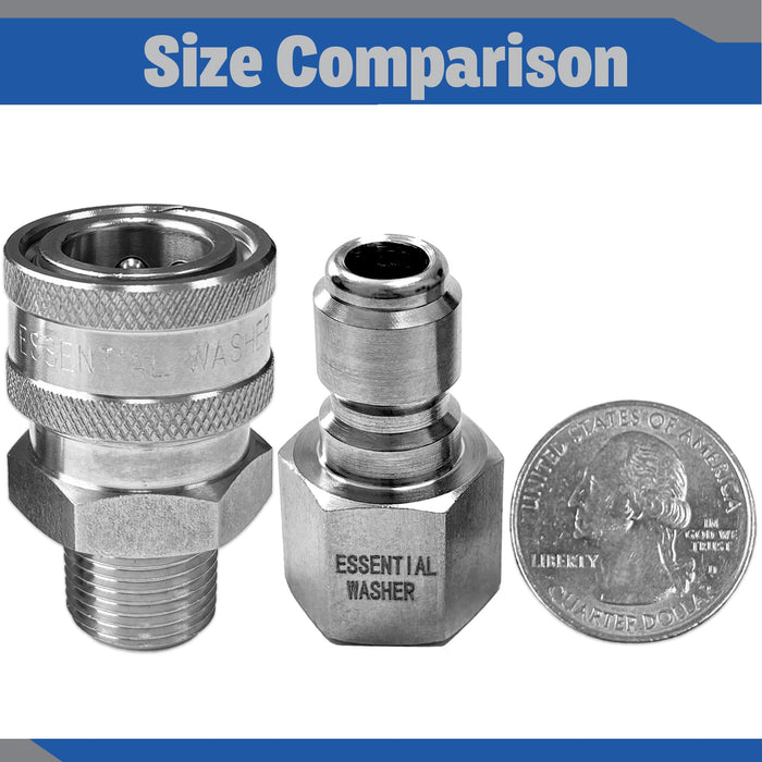 Pressure Washer Fittings Stainless Steel Quick 3/8 Inch Connect Coupler Socket/Plug Adapter Set
