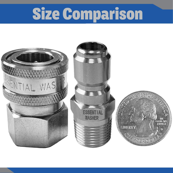 Pressure Washer Fittings Stainless Steel Quick 3/8 Inch Connect Coupler Socket/Plug Adapter Set