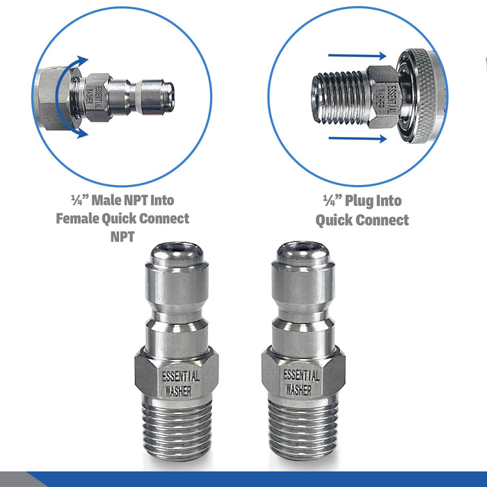 Pressure Washer Stainless Steel ¼” Plug Male NPT Fittings