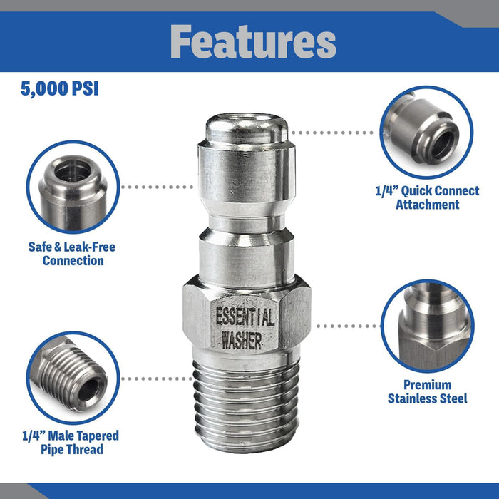 Pressure Washer Stainless Steel ¼” Plug Male NPT Fittings