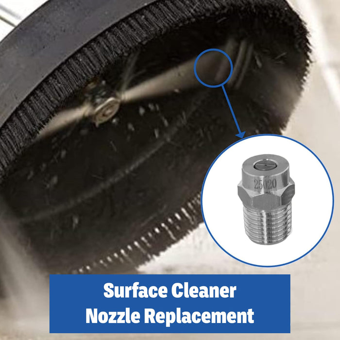 Pressure Washer Stainless Steel ¼” Male NPT 25 Degree 2.0 Orifice Surface Cleaner Tips