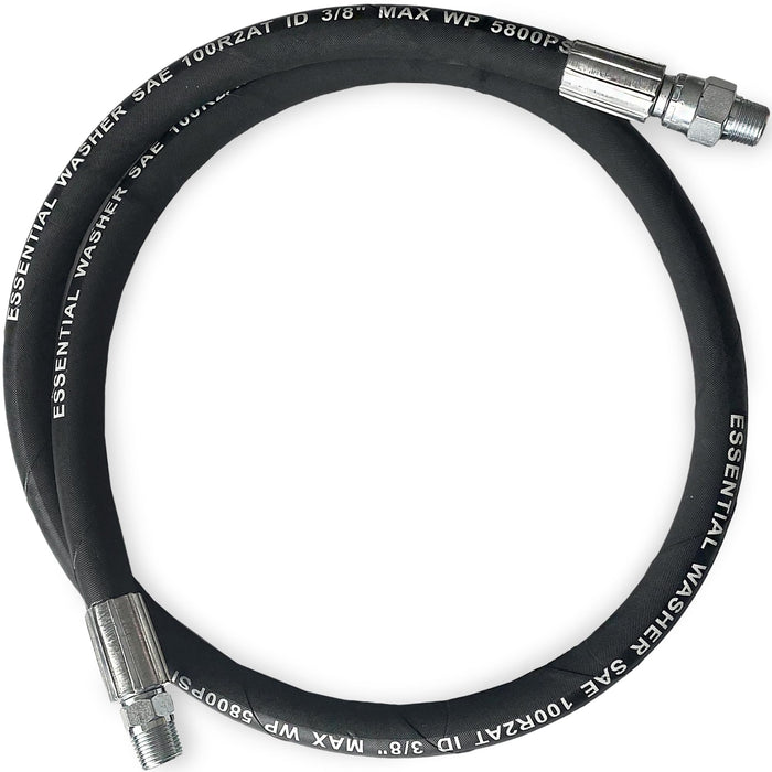 Pressure Washer 3/8" Male NPT Hose Whip Line with Fixed and Swivel Ends