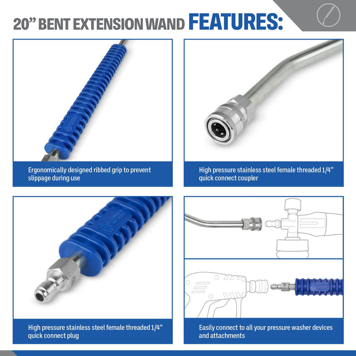 Pressure Washer Stainless Steel Wand Extension With Molded Grip
