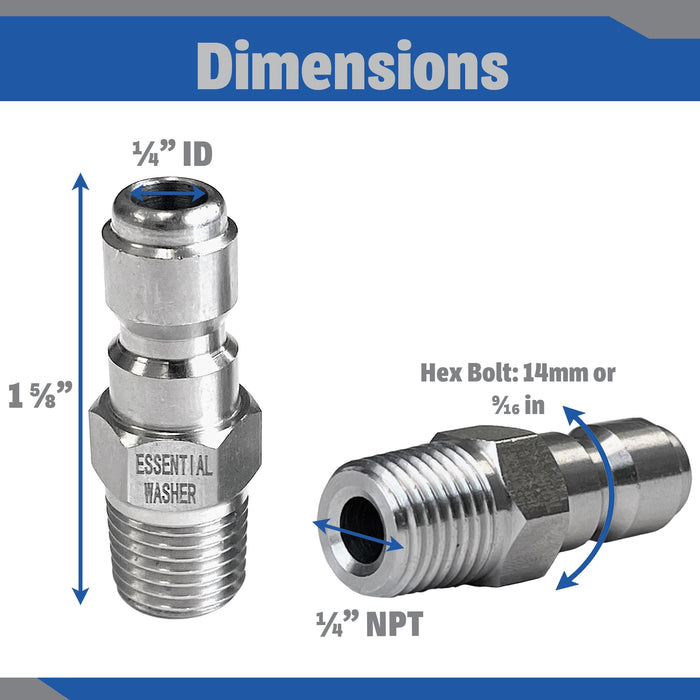 Pressure Washer Stainless Steel ¼” Plug Male NPT Fittings