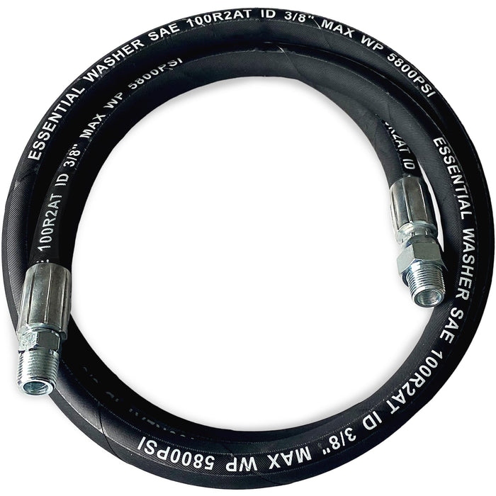 Pressure Washer 3/8" Male NPT Hose Whip Line with Fixed and Swivel Ends