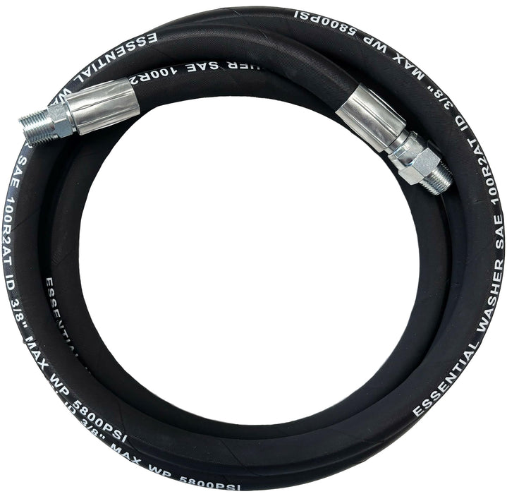 Pressure Washer 3/8" Male NPT Hose Whip Line with Fixed and Swivel Ends