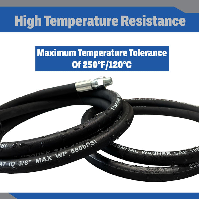 Pressure Washer 3/8" Male NPT Hose Whip Line with Fixed and Swivel Ends