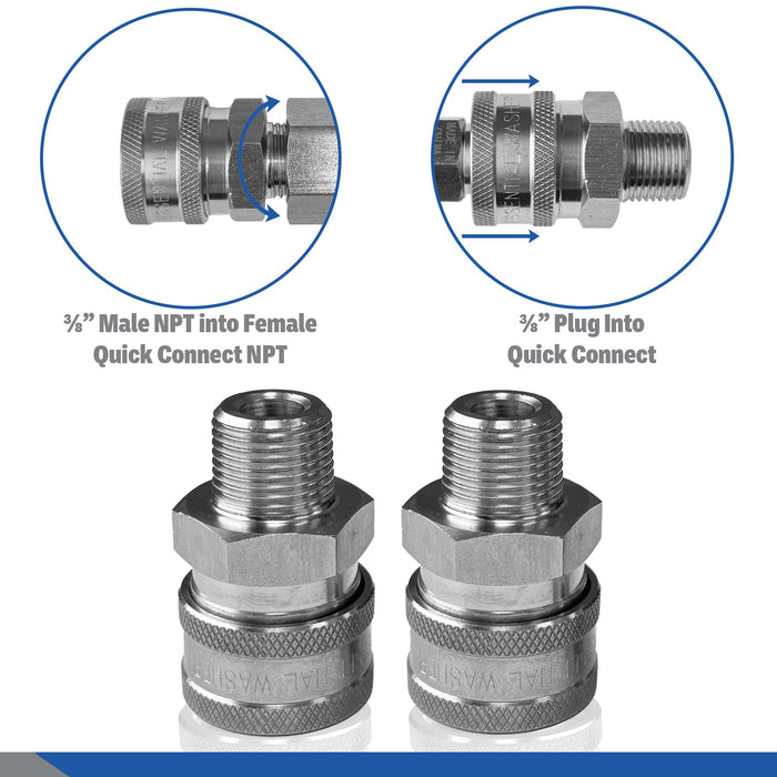 Pressure Washer Stainless Steel ⅜” Quick Connect Male NPT Fittings