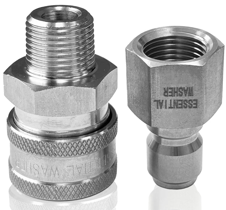 Pressure Washer Fittings Stainless Steel Quick 3/8 Inch Connect Coupler Socket/Plug Adapter Set