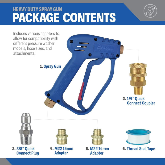 Pressure Washer Gun With Quick Connect & M22 Adaptors