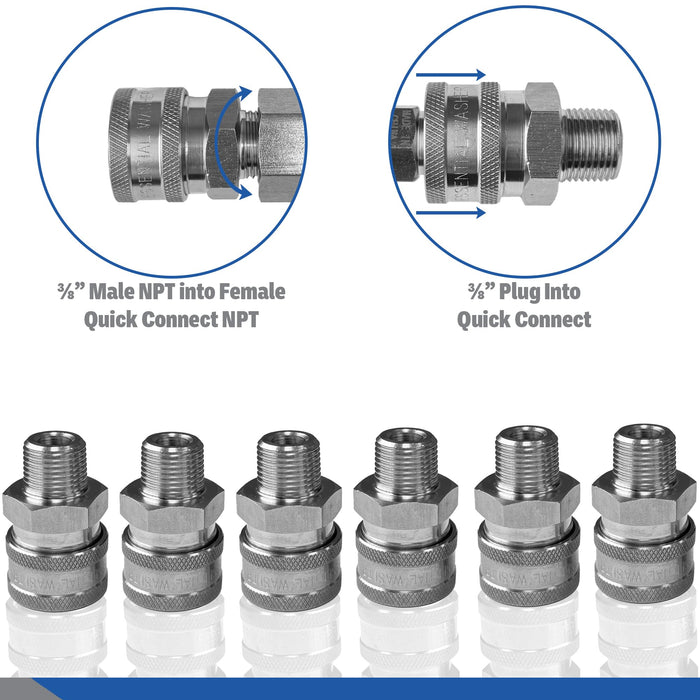 Pressure Washer Stainless Steel ⅜” Quick Connect Male NPT Fittings