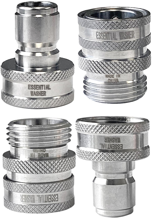 Garden Hose Stainless Steel ¾” Quick Connect Fittings Plug & Coupler Set with One Hand Operation Design