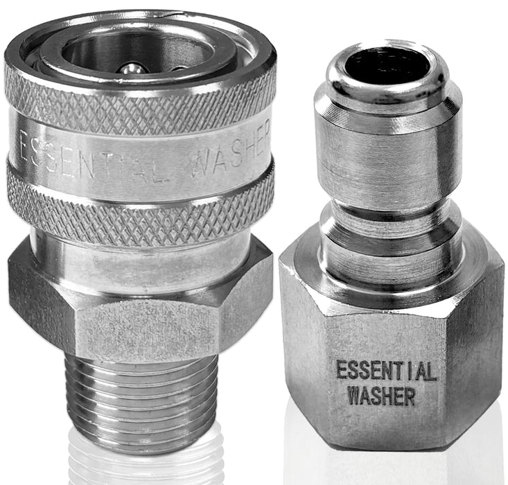 Pressure Washer Fittings Stainless Steel Quick 3/8 Inch Connect Coupler Socket/Plug Adapter Set