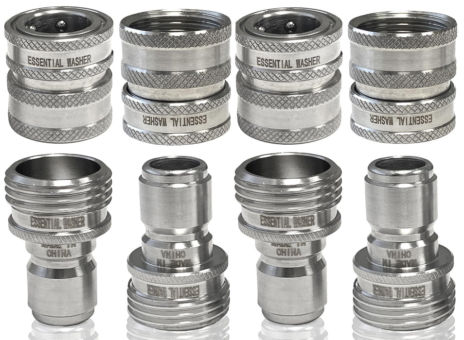 Garden Hose ¾” Stainless Steel Quick Connect Fittings Plug & Coupler Set