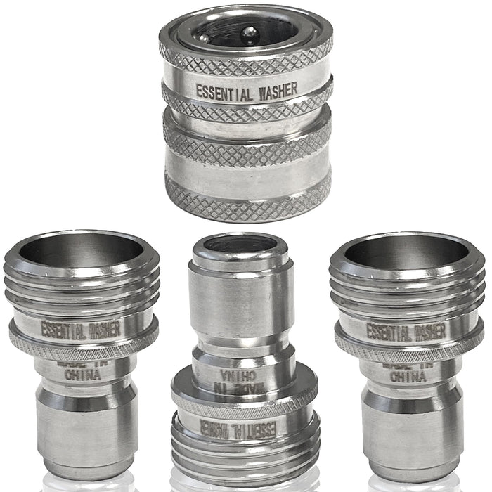 Garden Hose ¾” Stainless Steel Quick Connect Fittings Plug & Coupler Set