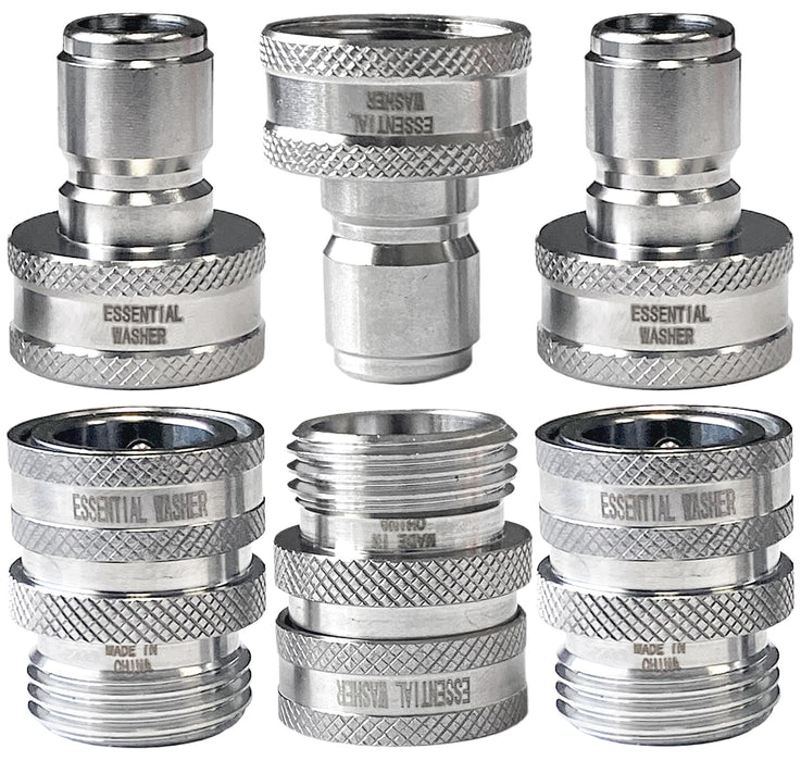 Garden Hose Stainless Steel ¾” Quick Connect Fittings Plug & Coupler Set with One Hand Operation Design