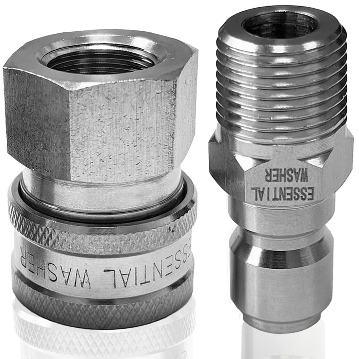 Pressure Washer Fittings Stainless Steel Quick 3/8 Inch Connect Coupler Socket/Plug Adapter Set