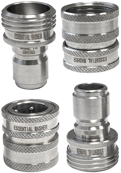 Garden Hose ¾” Stainless Steel Quick Connect Fittings Plug & Coupler Set
