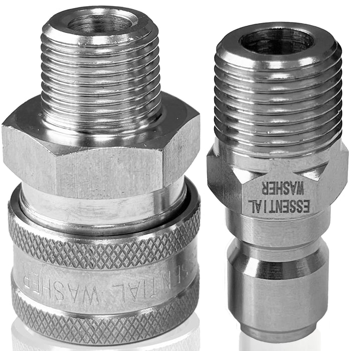 Pressure Washer Fittings Stainless Steel Quick 3/8 Inch Connect Coupler Socket/Plug Adapter Set