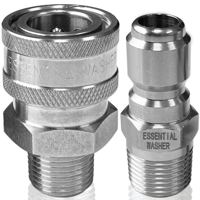 Pressure Washer Fittings Stainless Steel Quick 3/8 Inch Connect Coupler Socket/Plug Adapter Set