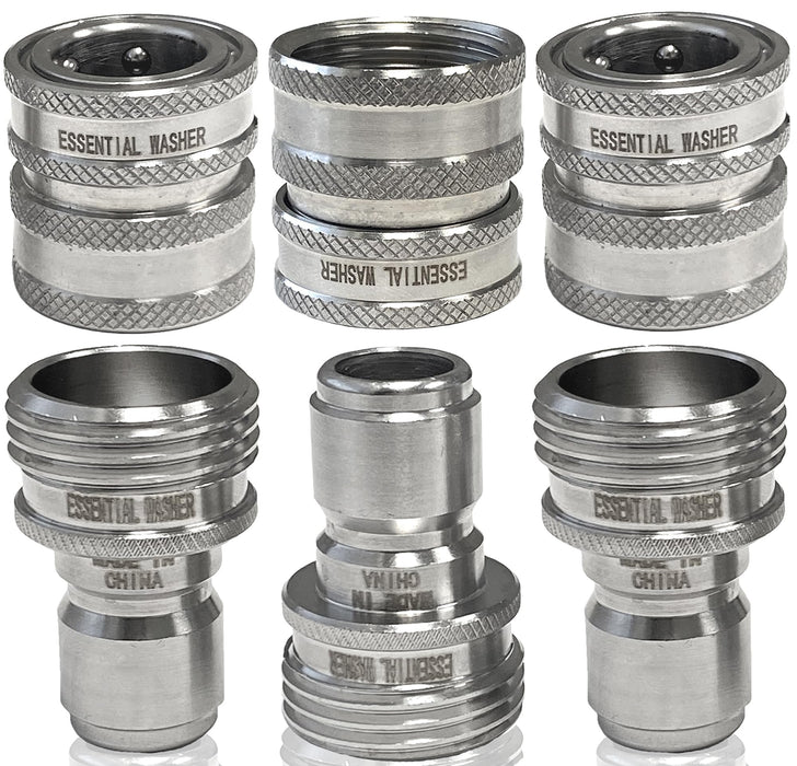 Garden Hose ¾” Stainless Steel Quick Connect Fittings Plug & Coupler Set