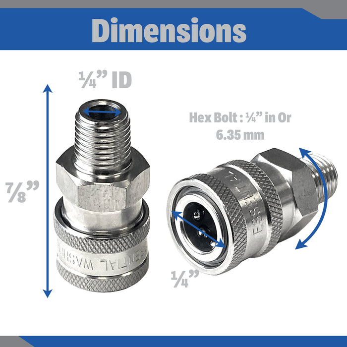 Pressure Washer Stainless Steel 1/4” Quick Connect Male NPT Fittings