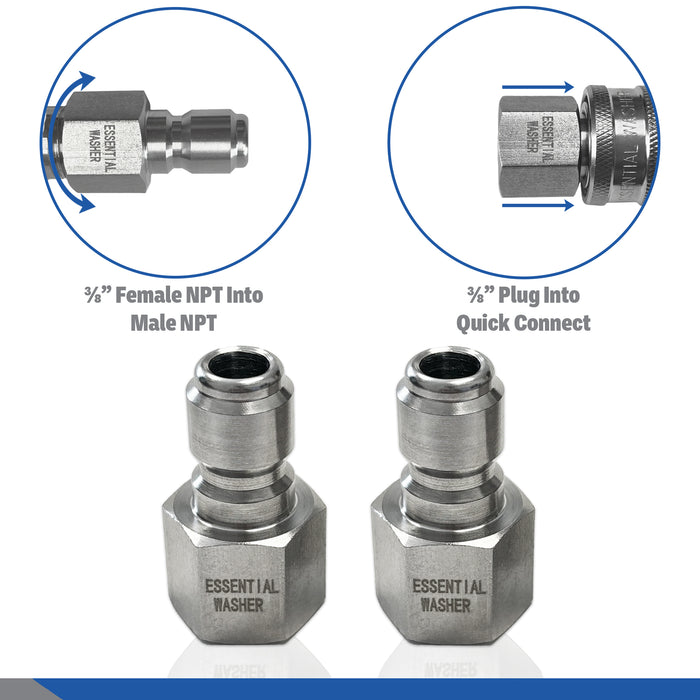 Pressure Washer Stainless Steel 3/8” Plug Female NPT Fittings