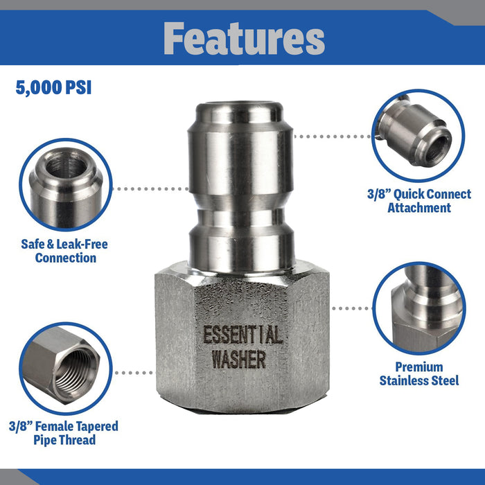 Pressure Washer Stainless Steel 3/8” Plug Female NPT Fittings