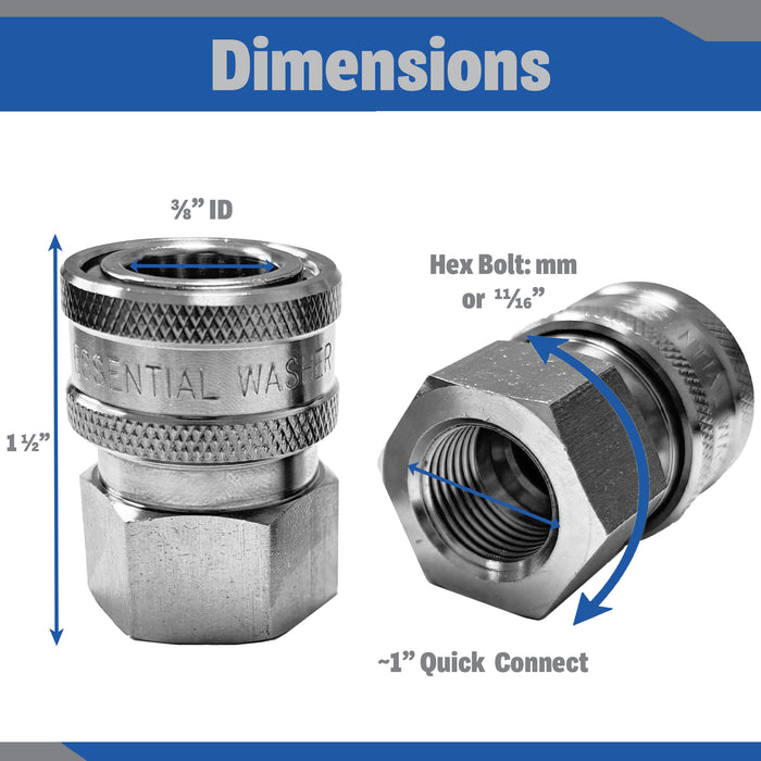 Pressure Washer Stainless Steel ⅜” Quick Connect Female NPT Fittings