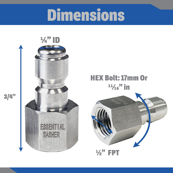 Pressure Washer Stainless Steel ¼” Plug Female NPT Fittings