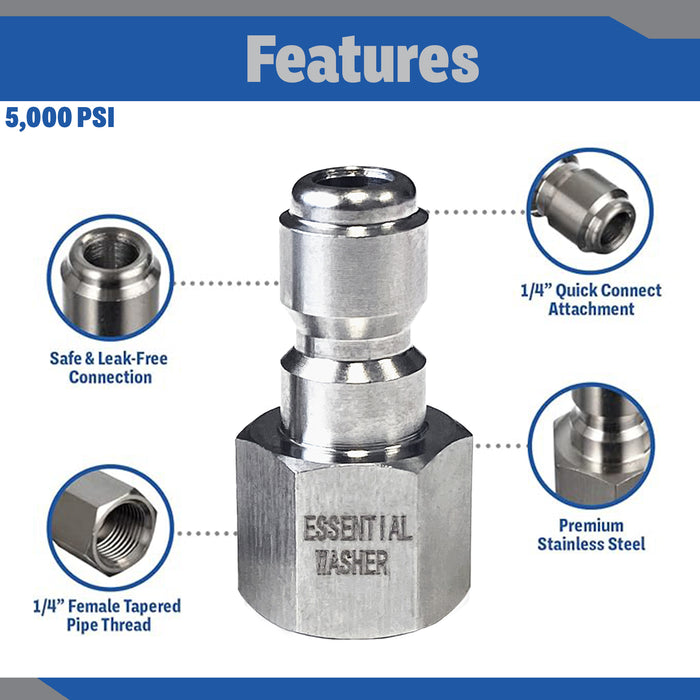Pressure Washer Stainless Steel ¼” Plug Female NPT Fittings