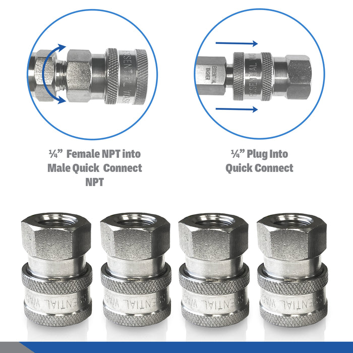 Pressure Washer Stainless Steel 1/4” Quick Connect Female NPT Fittings