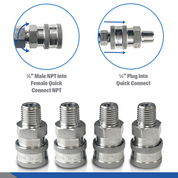 Pressure Washer Stainless Steel 1/4” Quick Connect Male NPT Fittings