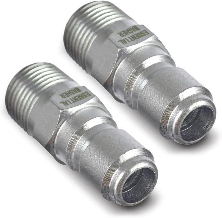 ESSENTIAL WASHER Plated Steel 3/8" Male Quick Connect Fittings Pressure Washer - Pressure Washer Plugs, 4200 PSI, 2 Pack