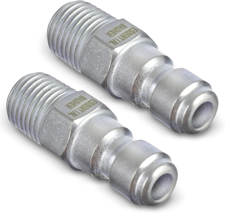 ESSENTIAL WASHER Plated Steel 1/4" Male Quick Connect Fittings Pressure Washer - Pressure Washer Plugs, 4200 PSI, 2 Pack