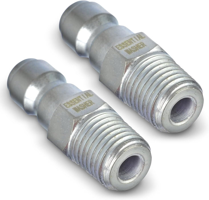 ESSENTIAL WASHER Plated Steel 1/4" Male Quick Connect Fittings Pressure Washer - Pressure Washer Plugs, 4200 PSI, 2 Pack