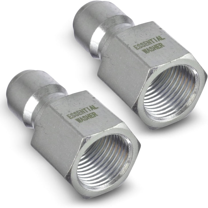 ESSENTIAL WASHER Plated Steel 3/8" Female Quick Connect Fittings Pressure Washer - Pressure Washer Plugs, 4200 PSI, 2 Pack