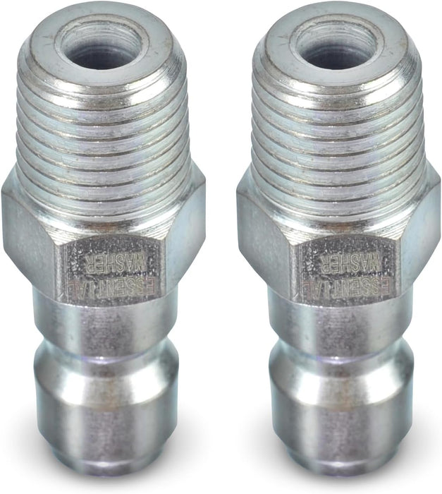 ESSENTIAL WASHER Plated Steel 1/4" Male Quick Connect Fittings Pressure Washer - Pressure Washer Plugs, 4200 PSI, 2 Pack
