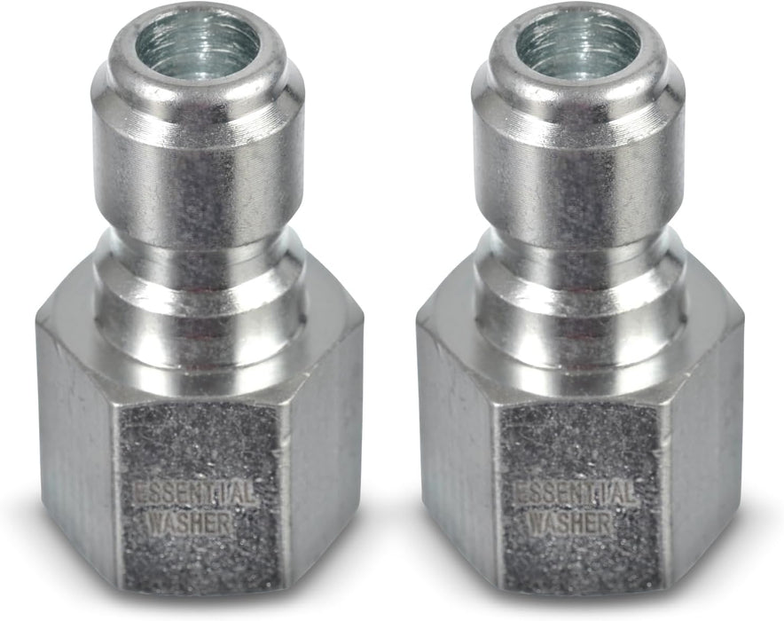 ESSENTIAL WASHER Plated Steel 3/8" Female Quick Connect Fittings Pressure Washer - Pressure Washer Plugs, 4200 PSI, 2 Pack