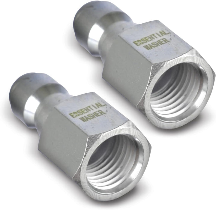 ESSENTIAL WASHER Plated Steel 1/4" Female Quick Connect Fittings Pressure Washer - Pressure Washer Plugs, 4200 PSI, 2 Pack