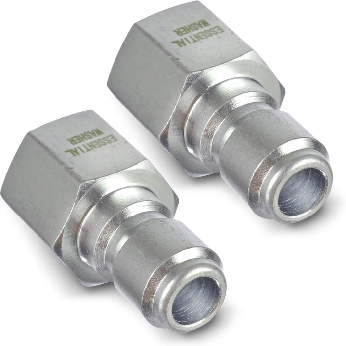 ESSENTIAL WASHER Plated Steel 3/8" Female Quick Connect Fittings Pressure Washer - Pressure Washer Plugs, 4200 PSI, 2 Pack