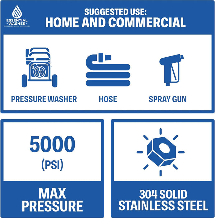 ESSENTIAL WASHER M22 To 3/8 Quick Connect | 5000 PSI Pressure Washer Quick Connect | M22 15mm Quick Connect