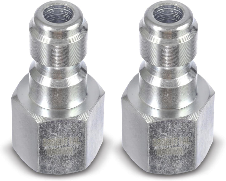 ESSENTIAL WASHER Plated Steel 1/4" Female Quick Connect Fittings Pressure Washer - Pressure Washer Plugs, 4200 PSI, 2 Pack