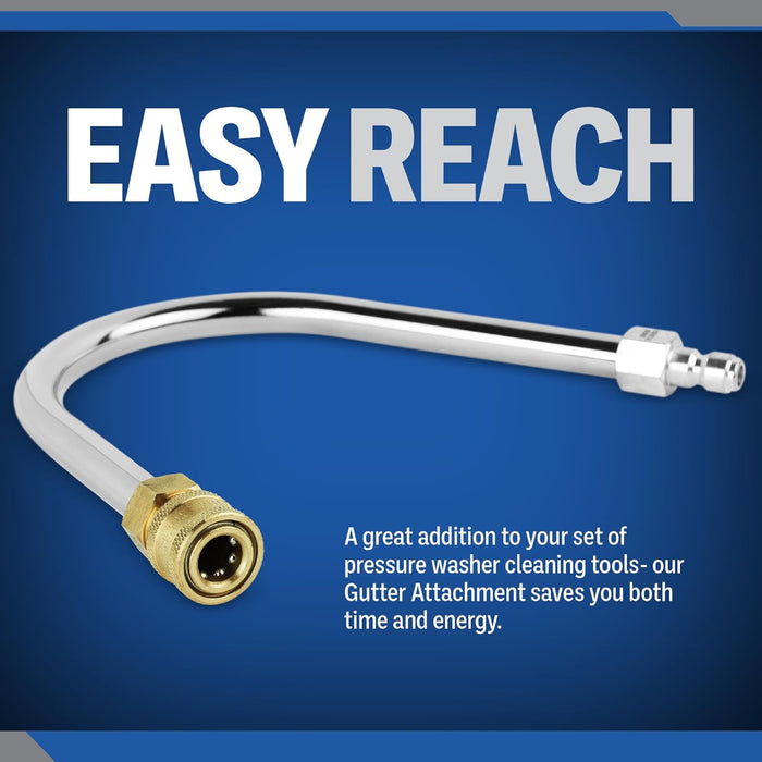 ESSENTIAL WASHER 120 Degree Bend Pressure Washer Gutter Cleaner Attachment with 1/4'' Quick Connect Brass Coupler and Plated Steel Plug