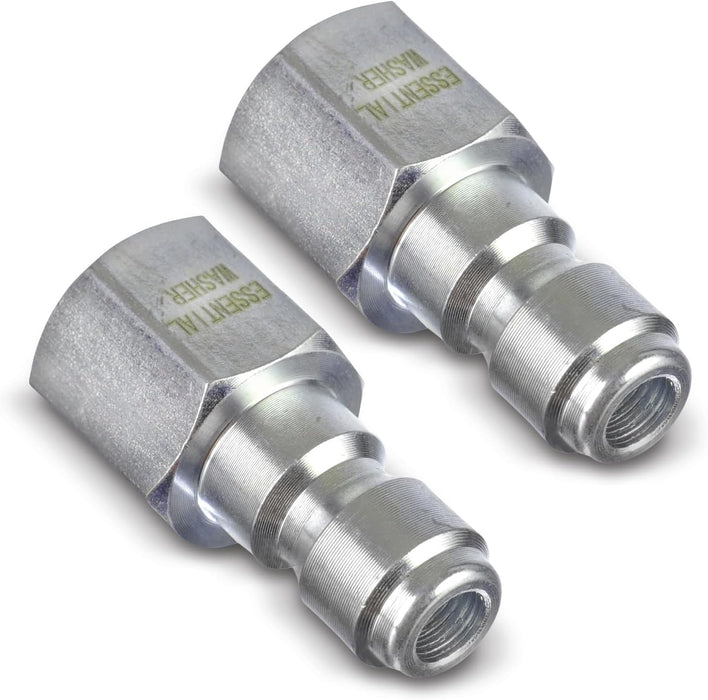 ESSENTIAL WASHER Plated Steel 1/4" Female Quick Connect Fittings Pressure Washer - Pressure Washer Plugs, 4200 PSI, 2 Pack